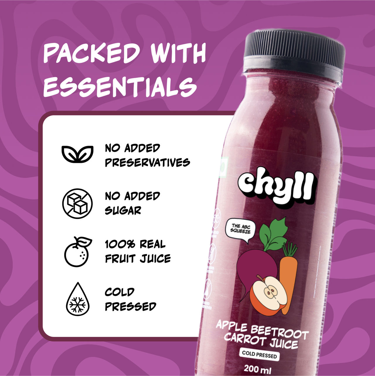 Chyll Fresh Apple Beetroot Carrot Juice - Cold Pressed