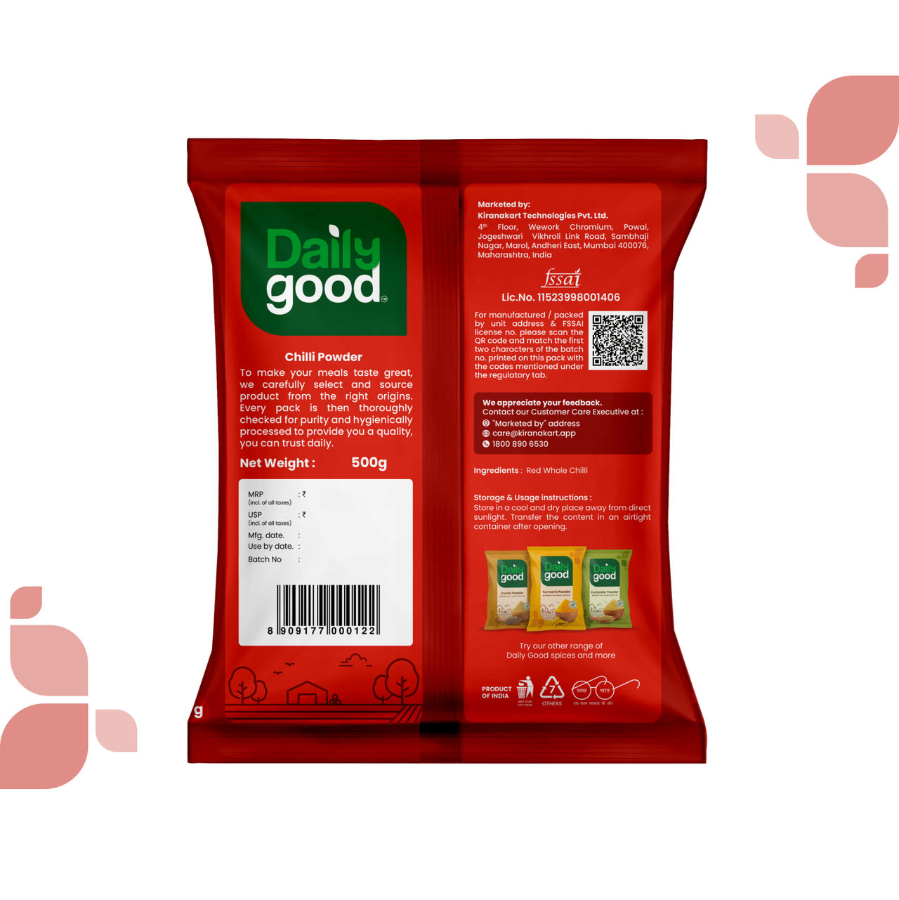 Daily Good Red Chilli/Lal Mirch Powder 500 g Combo