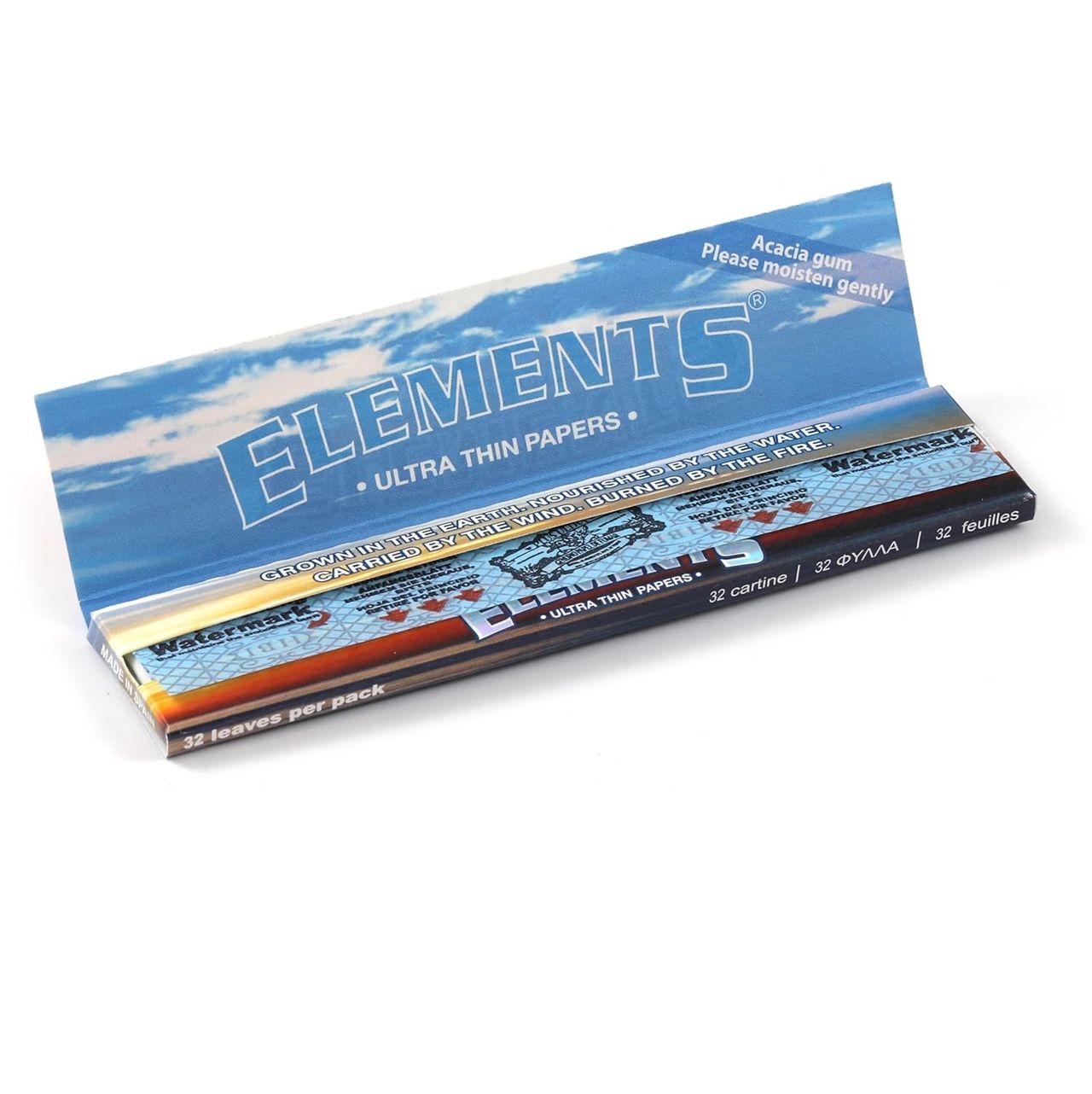 Raw Perforated Wide Tips/Roach Pad - 50 Leaves/Pack (1pc) & Elements King Size Slim Rolling Papers - 32 Leaves/Pack (1pc) Combo