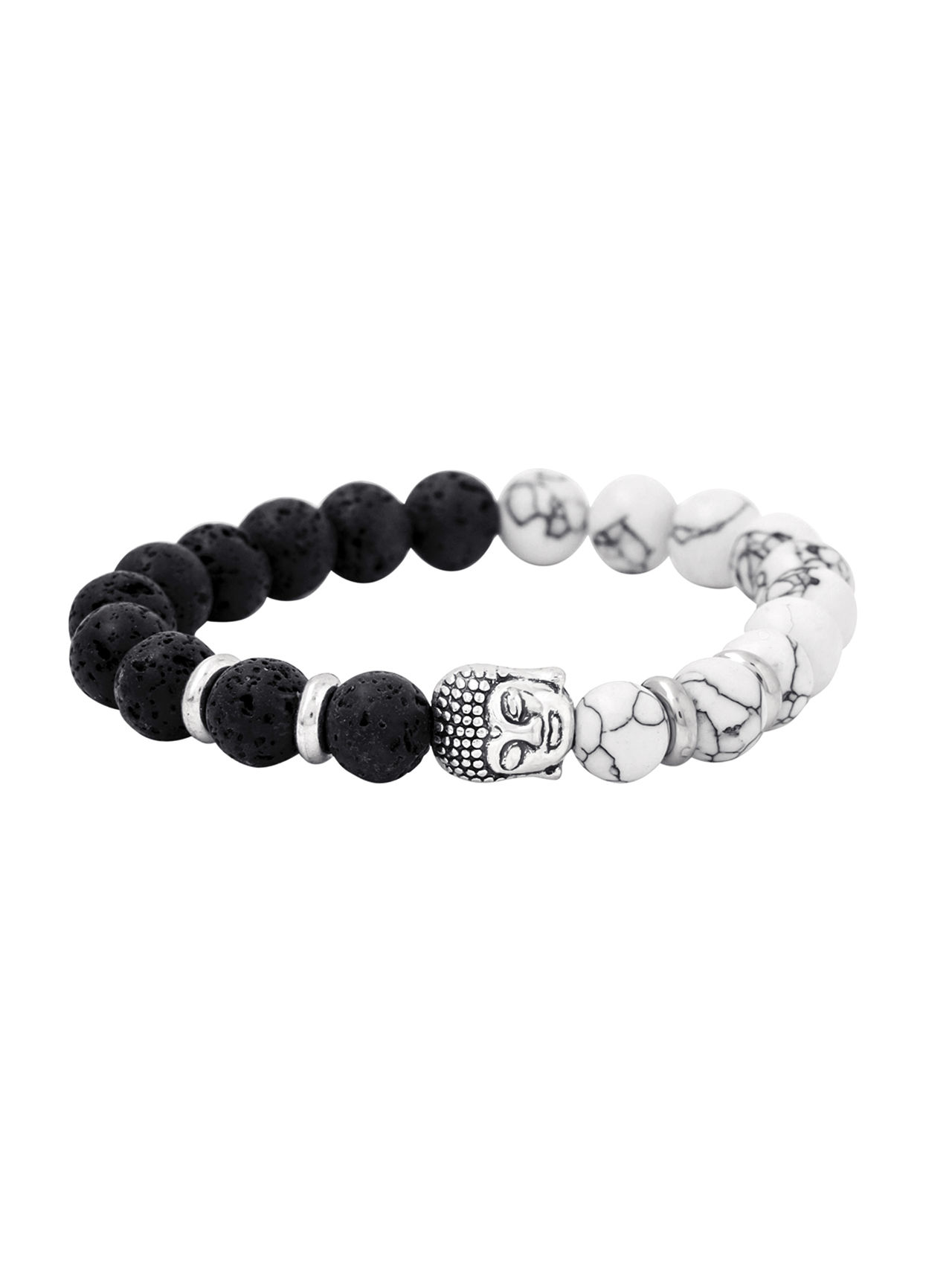Yellow Chimes Stretchable Buddha Beads Bracelet for Men