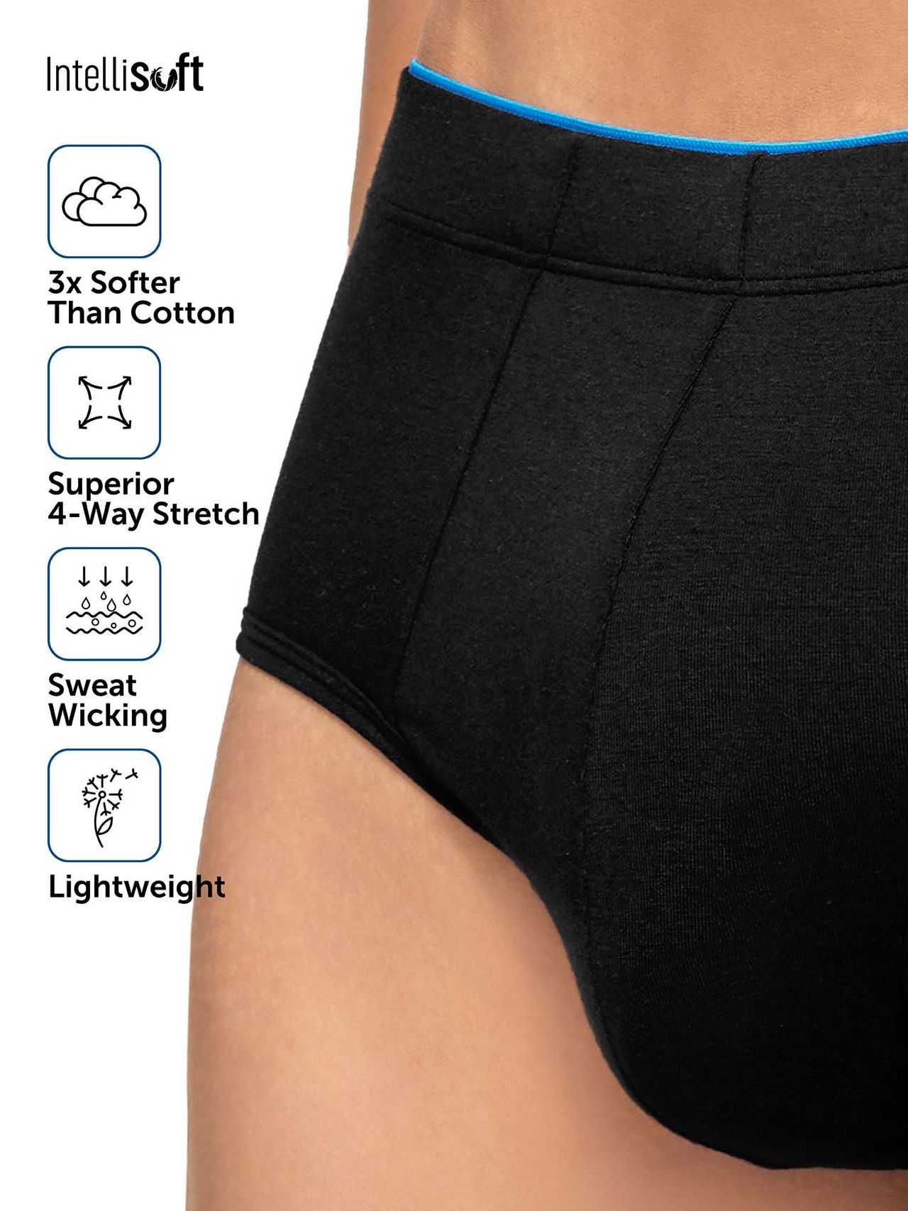 XYXX Uno IntelliSoft Micro Modal Solid Brief | Men's Innerwear | Pack of 2 | Black + Grey- L