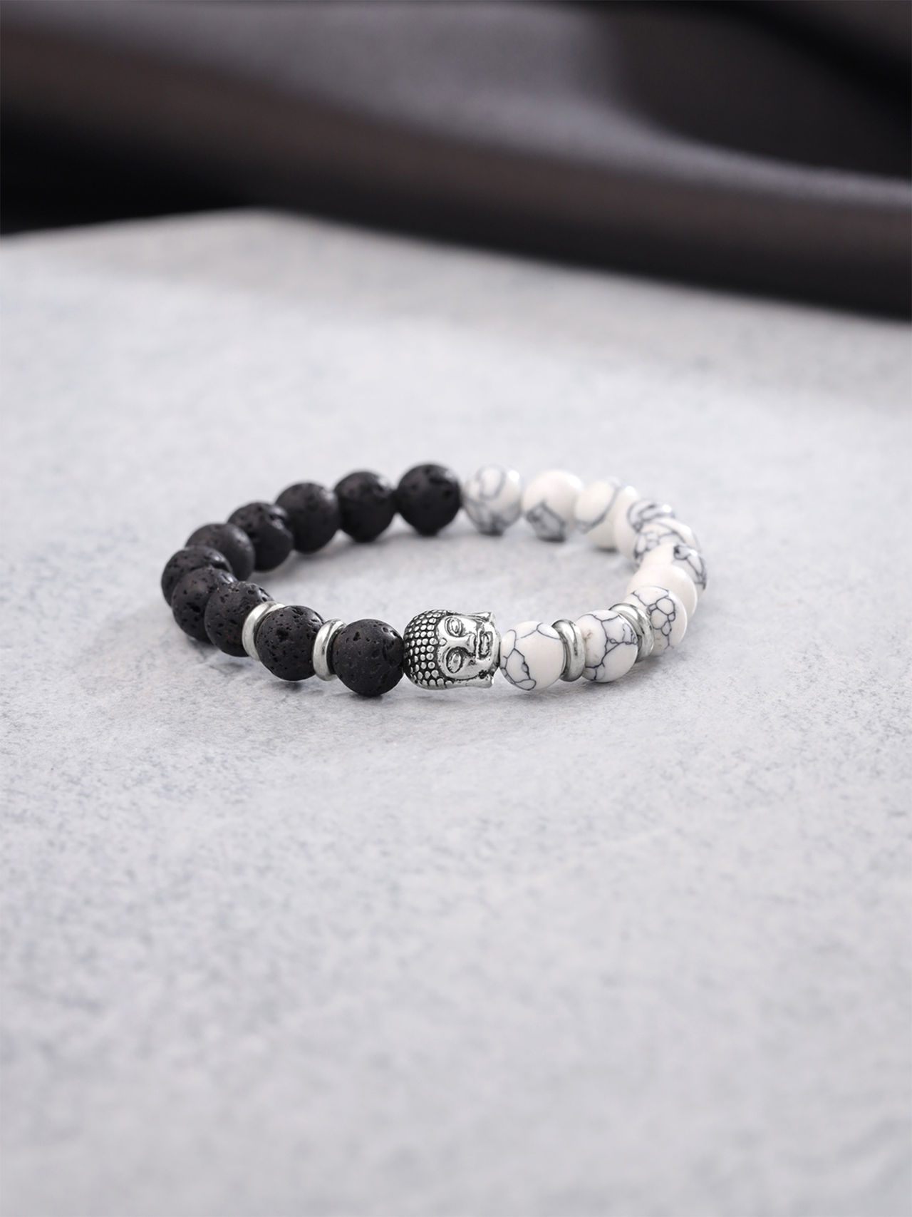 Yellow Chimes Stretchable Buddha Beads Bracelet for Men