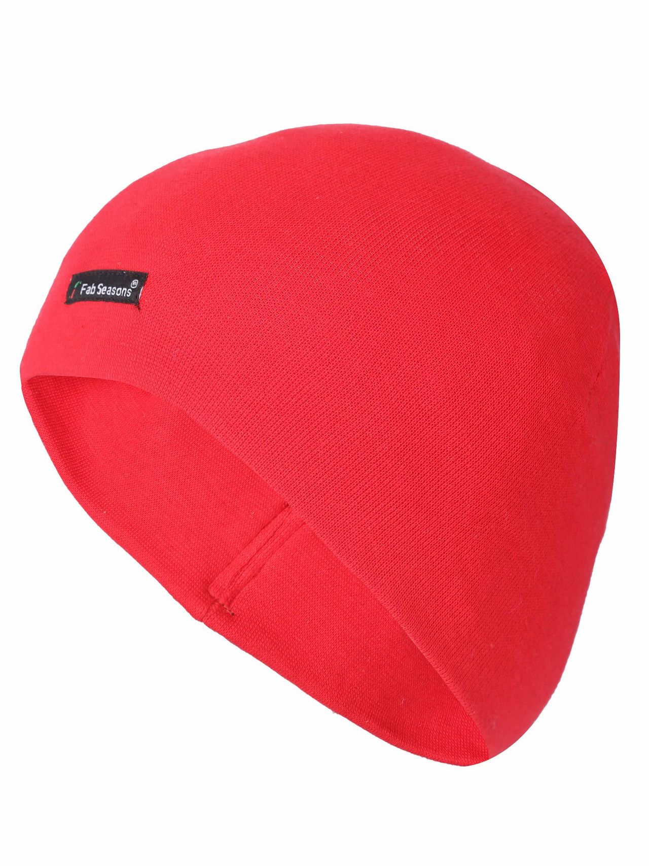 Fabseasons Unisex Solid Cotton Skull Cap | Red - Free Size