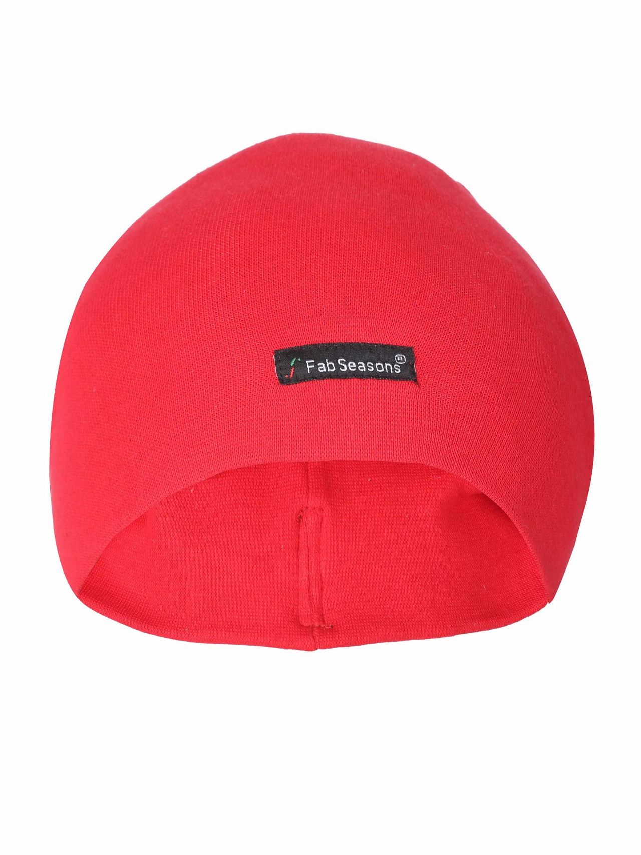Fabseasons Unisex Solid Cotton Skull Cap | Red - Free Size