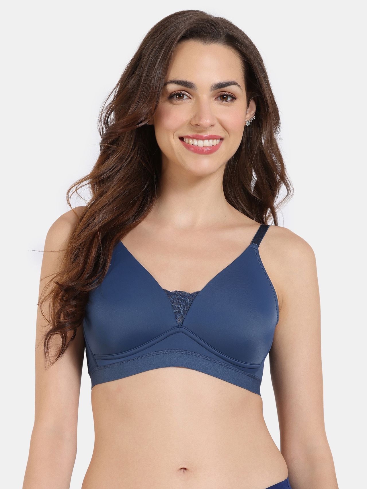 Zivame Women's Beautiful Basics Padded Non Wired 3/4Th Coverage T-shirt Bra | Blue - 32C