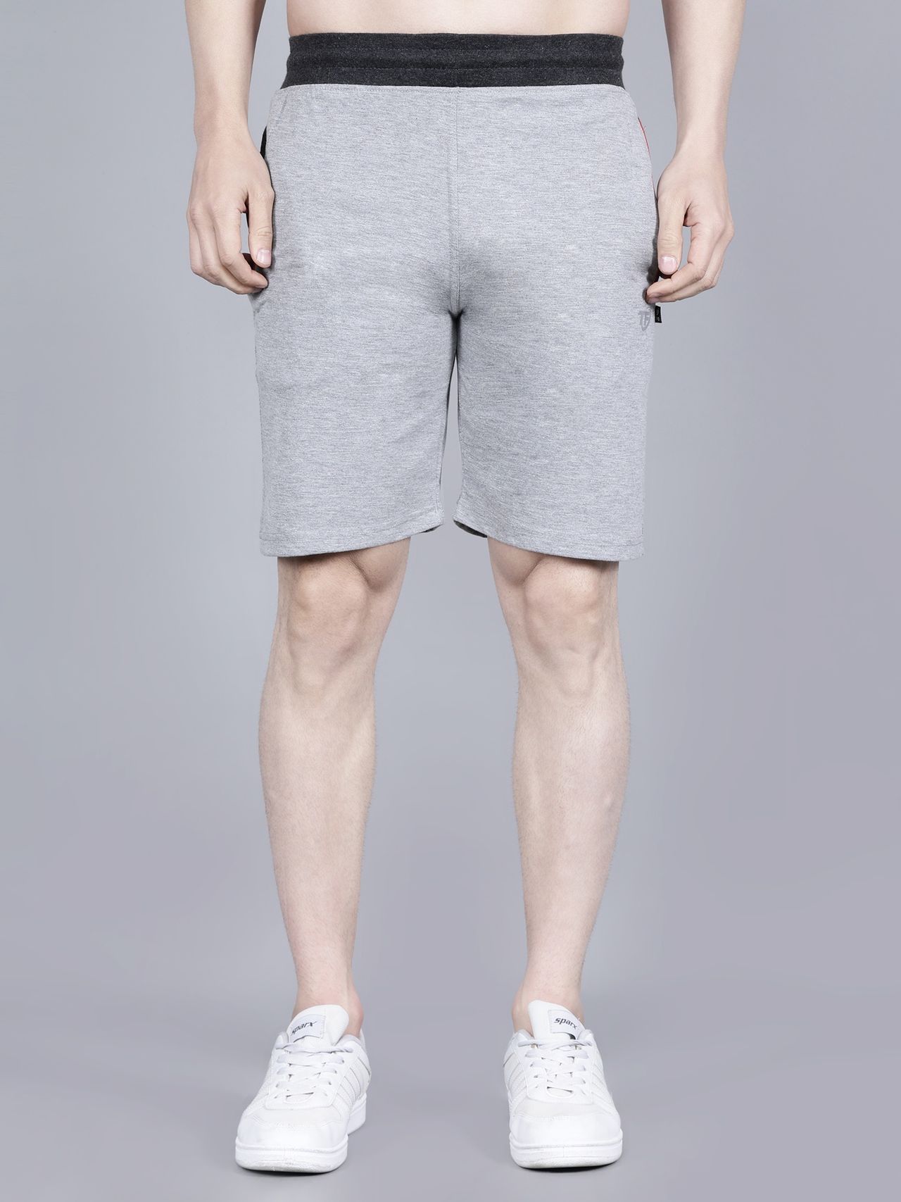 Texfro Men's Solid Knee Length Sports & Regular Shorts with Side Pockets | Grey | M