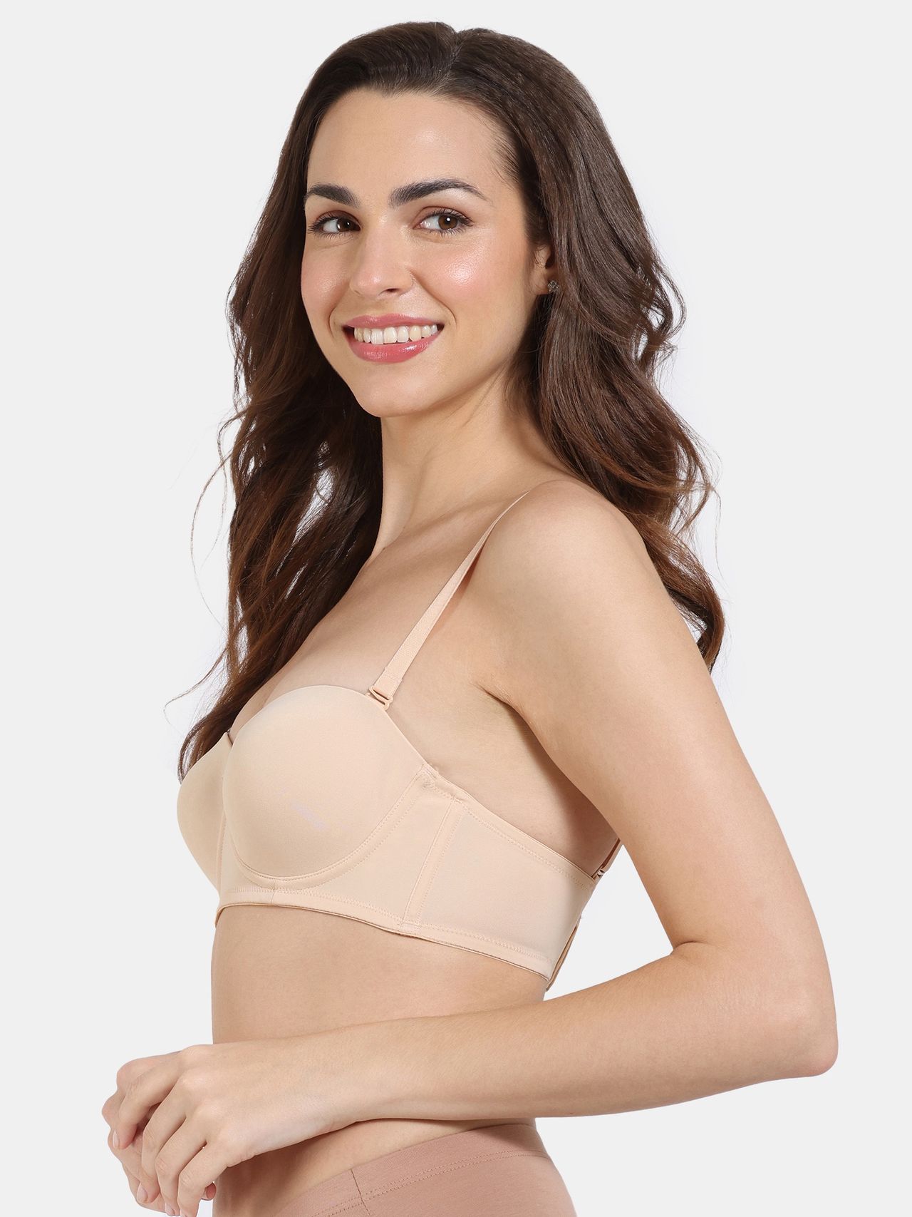Zivame Women's Beautiful Basics Padded Wired 3/4th Coverage Strapless Bra | Toasted Almond - 32D