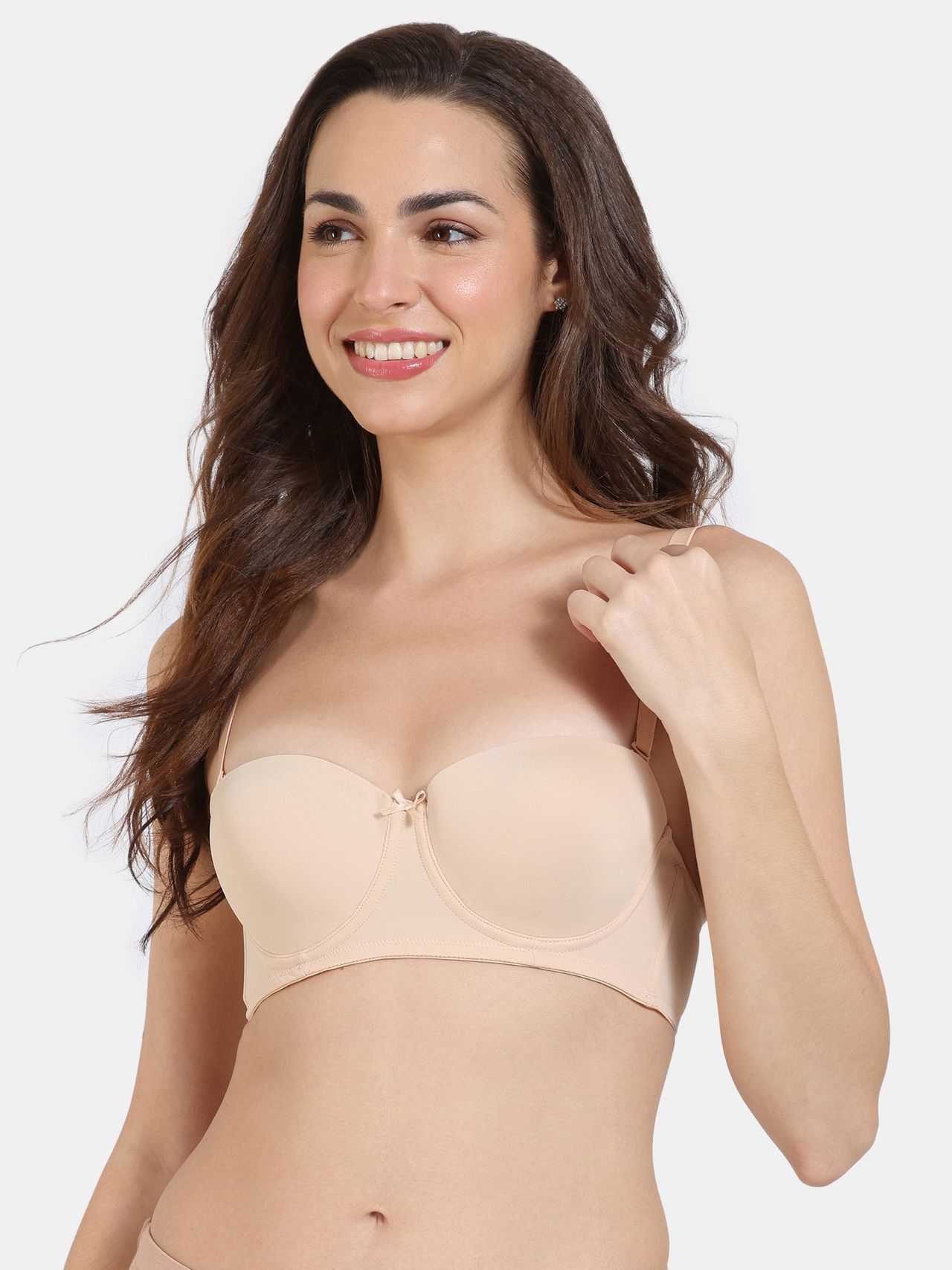 Zivame Women's Beautiful Basics Padded Wired 3/4th Coverage Strapless Bra | Toasted Almond - 32D