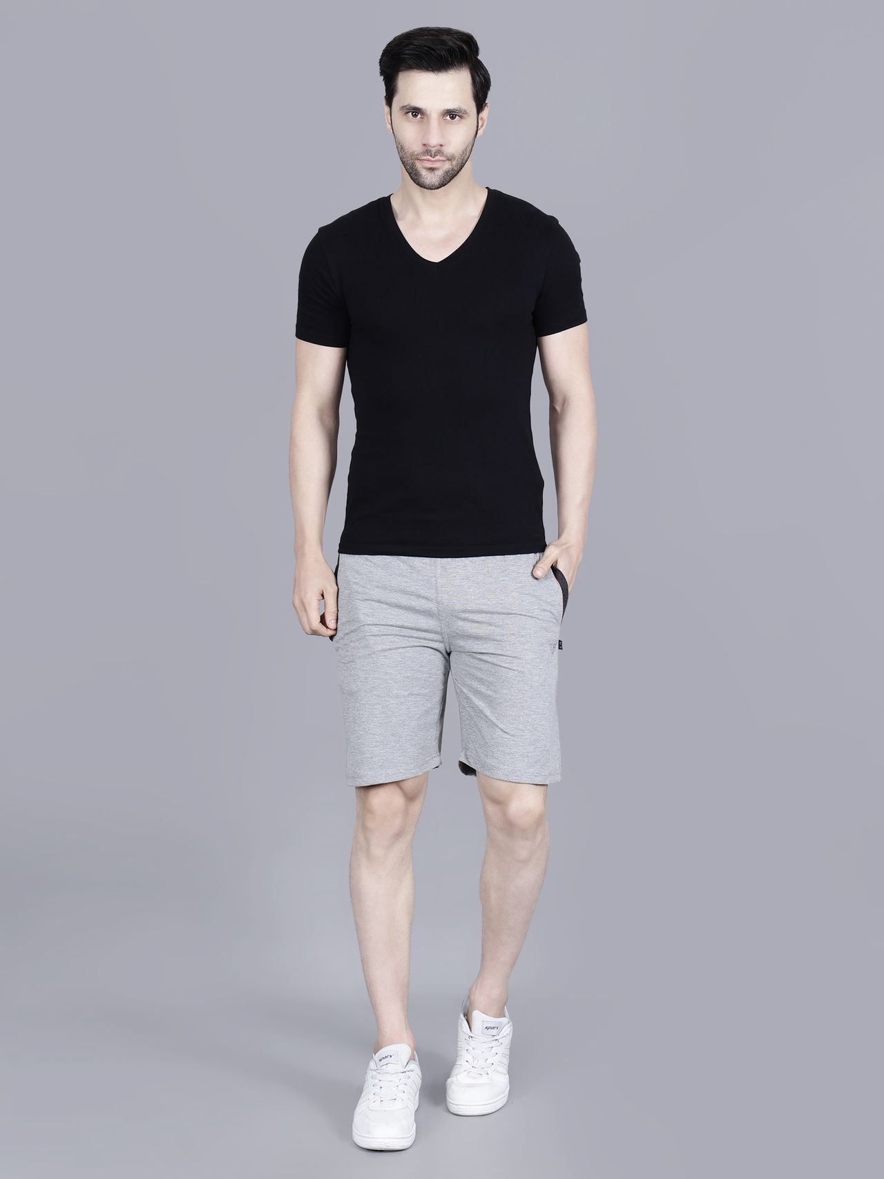 Texfro Men's Solid Knee Length Sports & Regular Shorts with Side Pockets | Grey | M