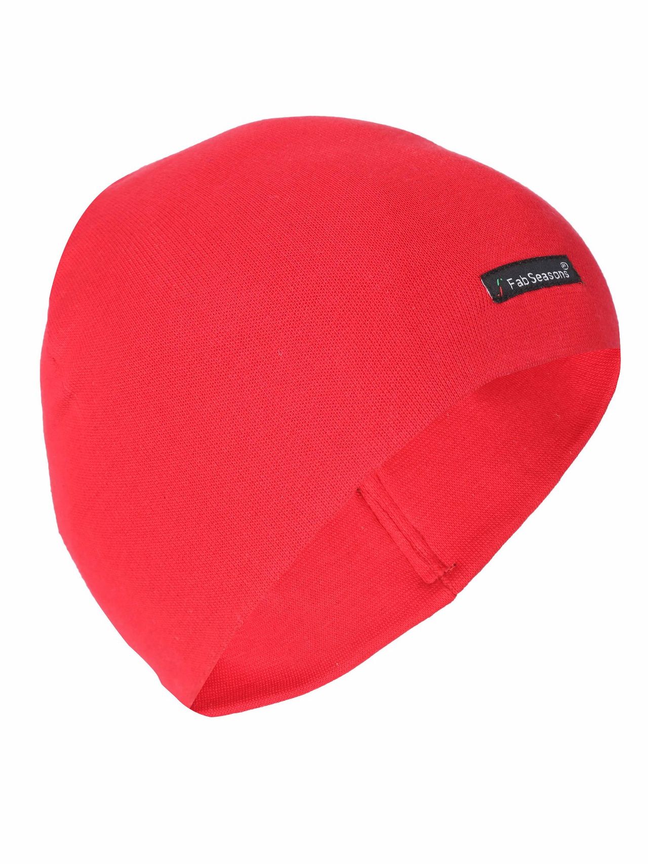 Fabseasons Unisex Solid Cotton Skull Cap | Red - Free Size