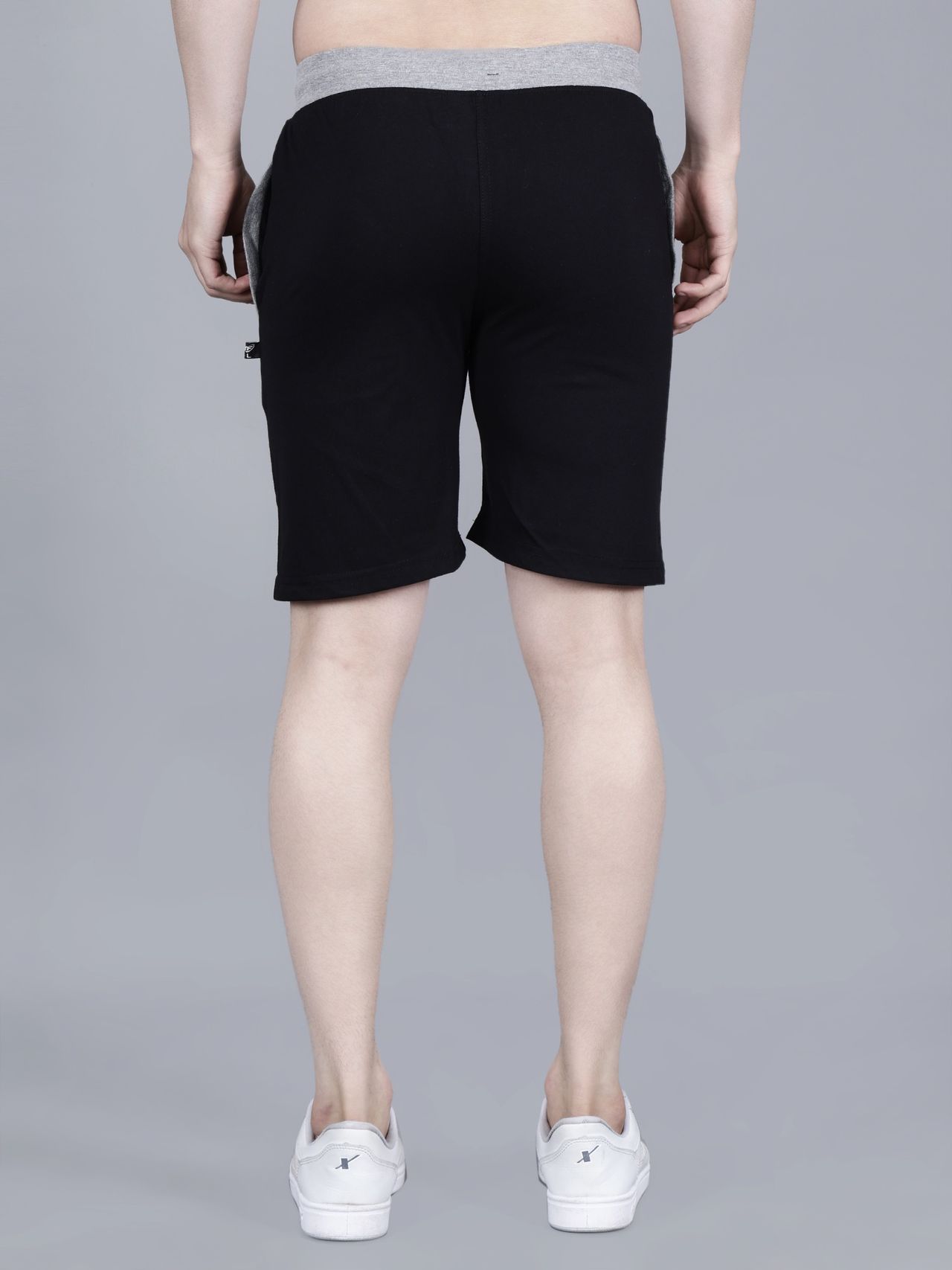 Texfro Men's | Solid Knee Length Sports & Regular Shorts with Side Pockets - Black | L