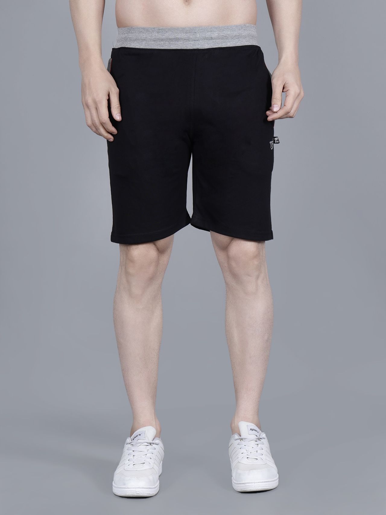 Texfro Men's | Solid Knee Length Sports & Regular Shorts with Side Pockets - Black | L