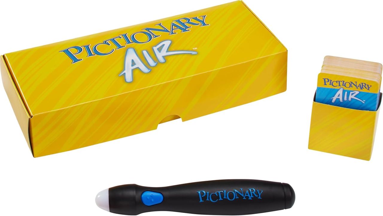 Mattel Games Pictionary Air Drawing Game, Family Game with Light-up Pen and Clue Cards, Links to Smart Devices