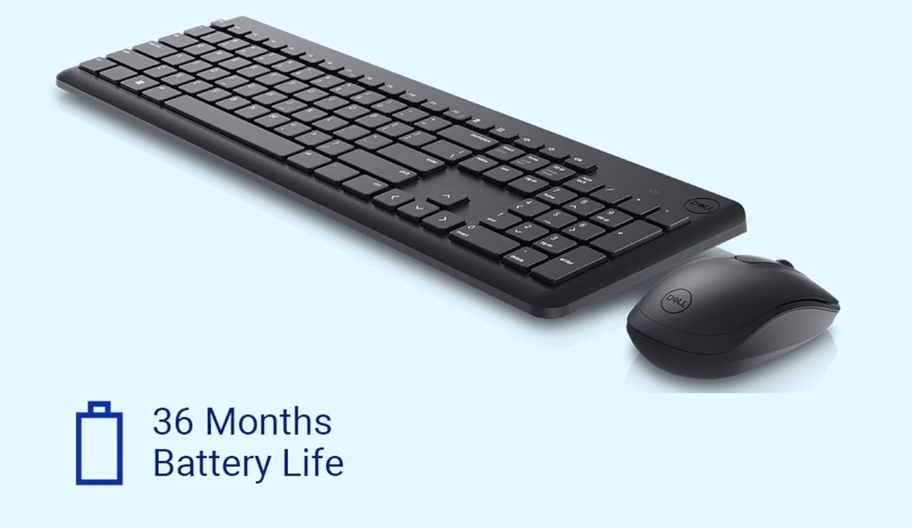 Dell Km3322W Wireless Usb Keyboard And Mouse Combo Anti-Fade & Spill-Resistant Keys- Black