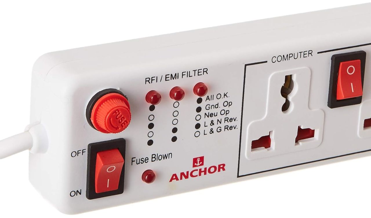 Panasonic 6 Amp Extension Board With 4 Way Universal Socket, 4 Switch & 4 Mtr Wire, 22569
