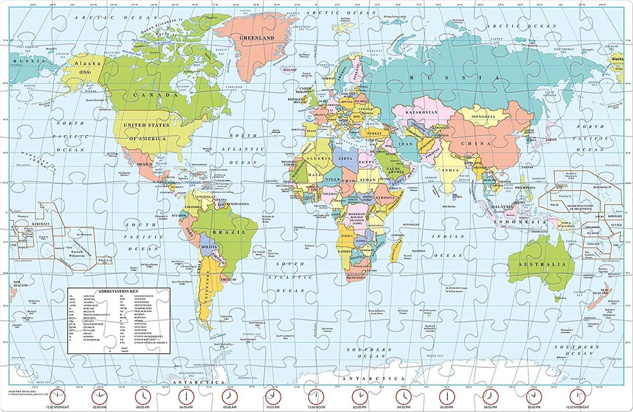Frank World Map - 108 Pieces Large Jigsaw Puzzle