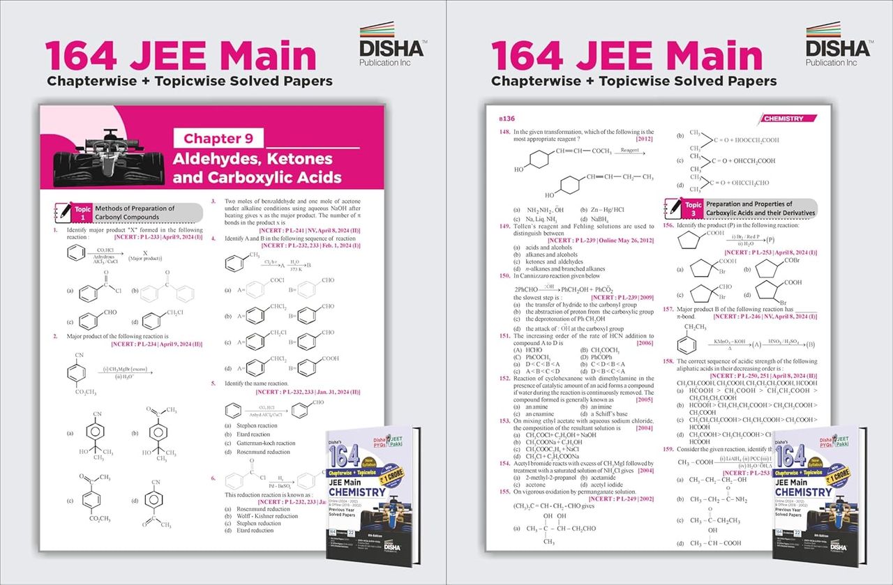 Disha's 164 New Syllabus Topic-wise JEE Main Online (2024 - 2012) & Offline (2018 - 2002) Chemistry