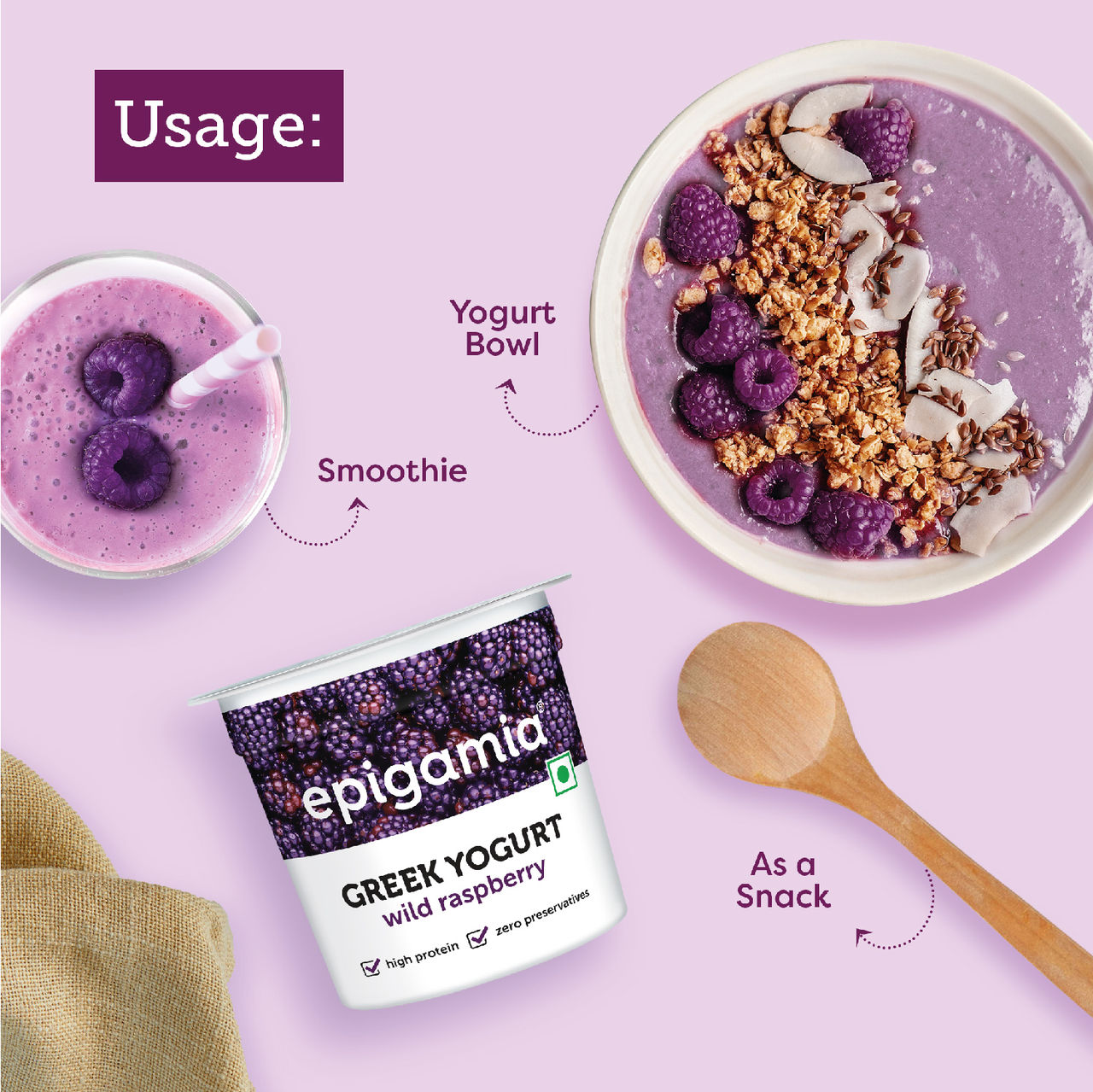 Epigamia Greek Yogurt- Raspberry 85 g Combo
