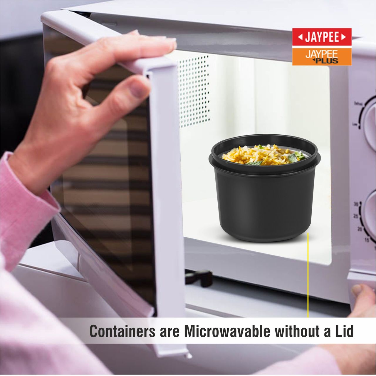 Jaypee Plus MealPlus Lunch Box Container Capacity 1390 ml with 720 ml Steel Bottle | Black