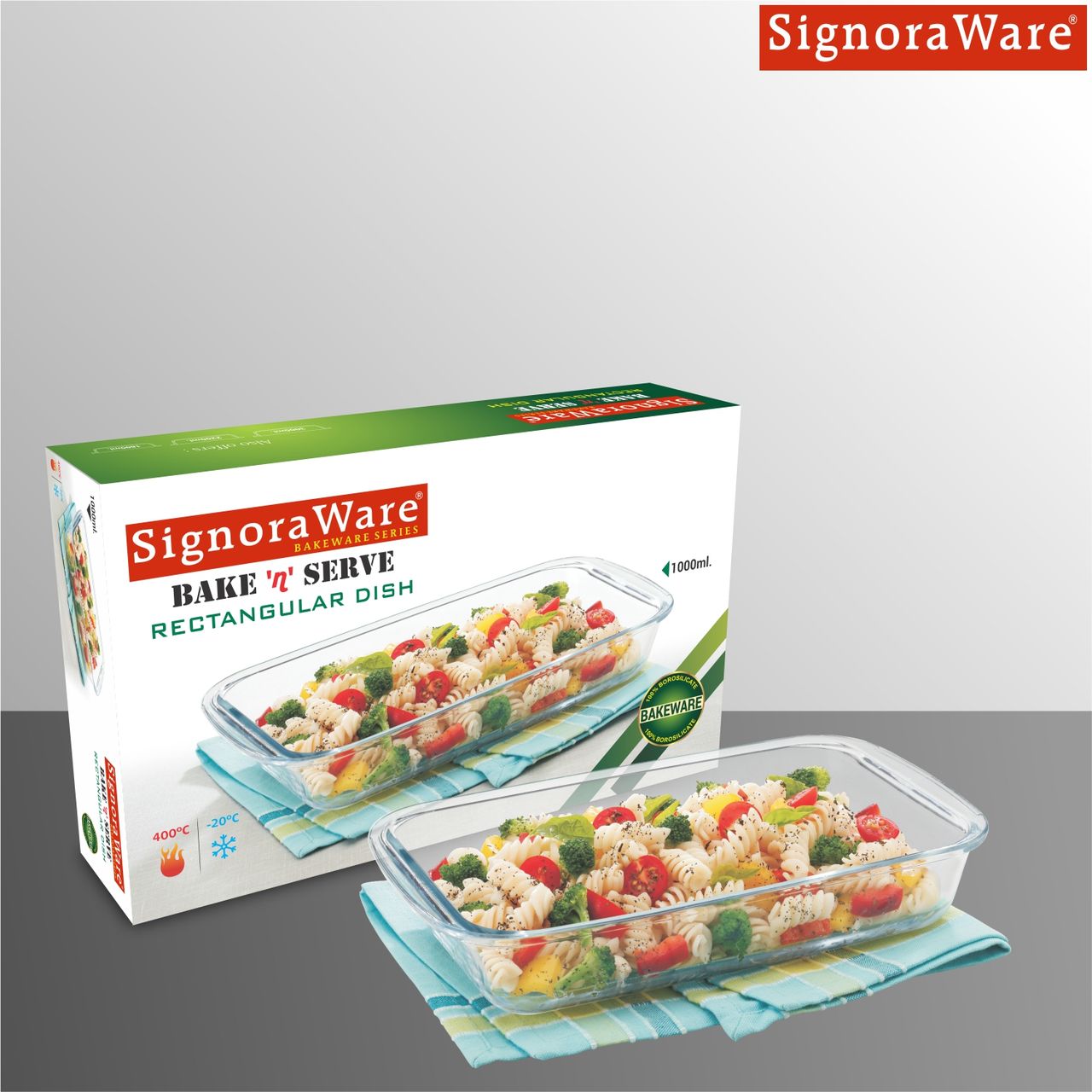 SignoraWare Bake 'N' Serve Rectangular Dish 1000 Ml | 1306 Clear