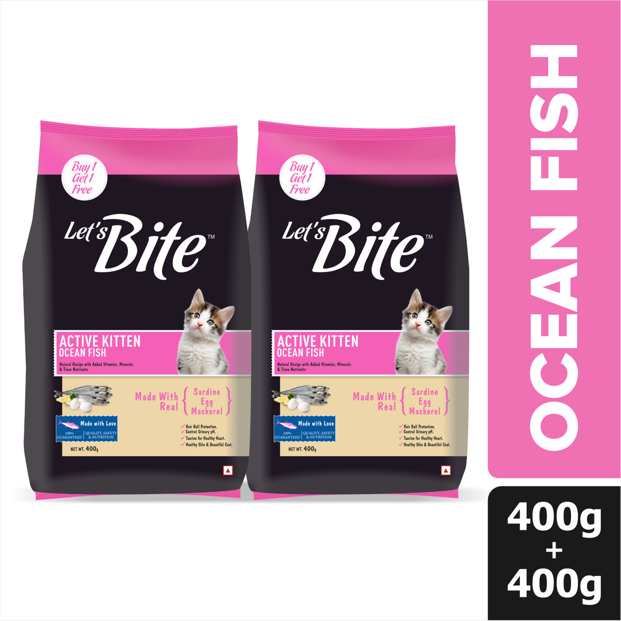 Let's Bite Active Kitten Dry Cat Food (Buy 1 Get 1 Free)