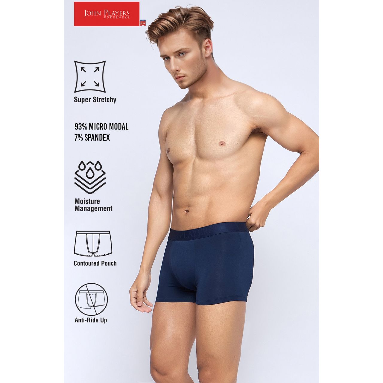 John Players Men's Solid Trunk | (JTK060M08) | Navy - M