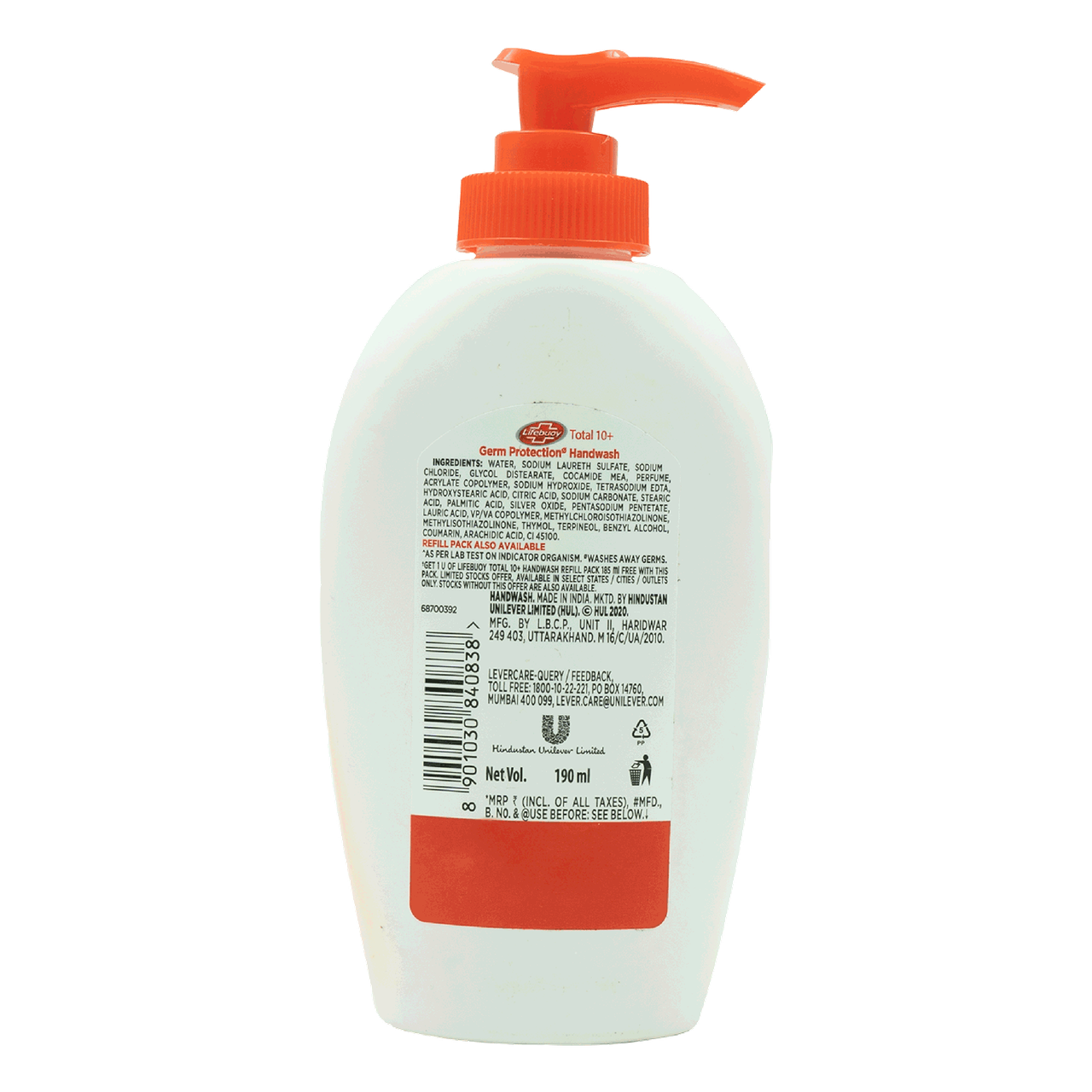 Lifebuoy Handwash Activ Silver+Formula 190 Ml Buy Pump Get Refill Free