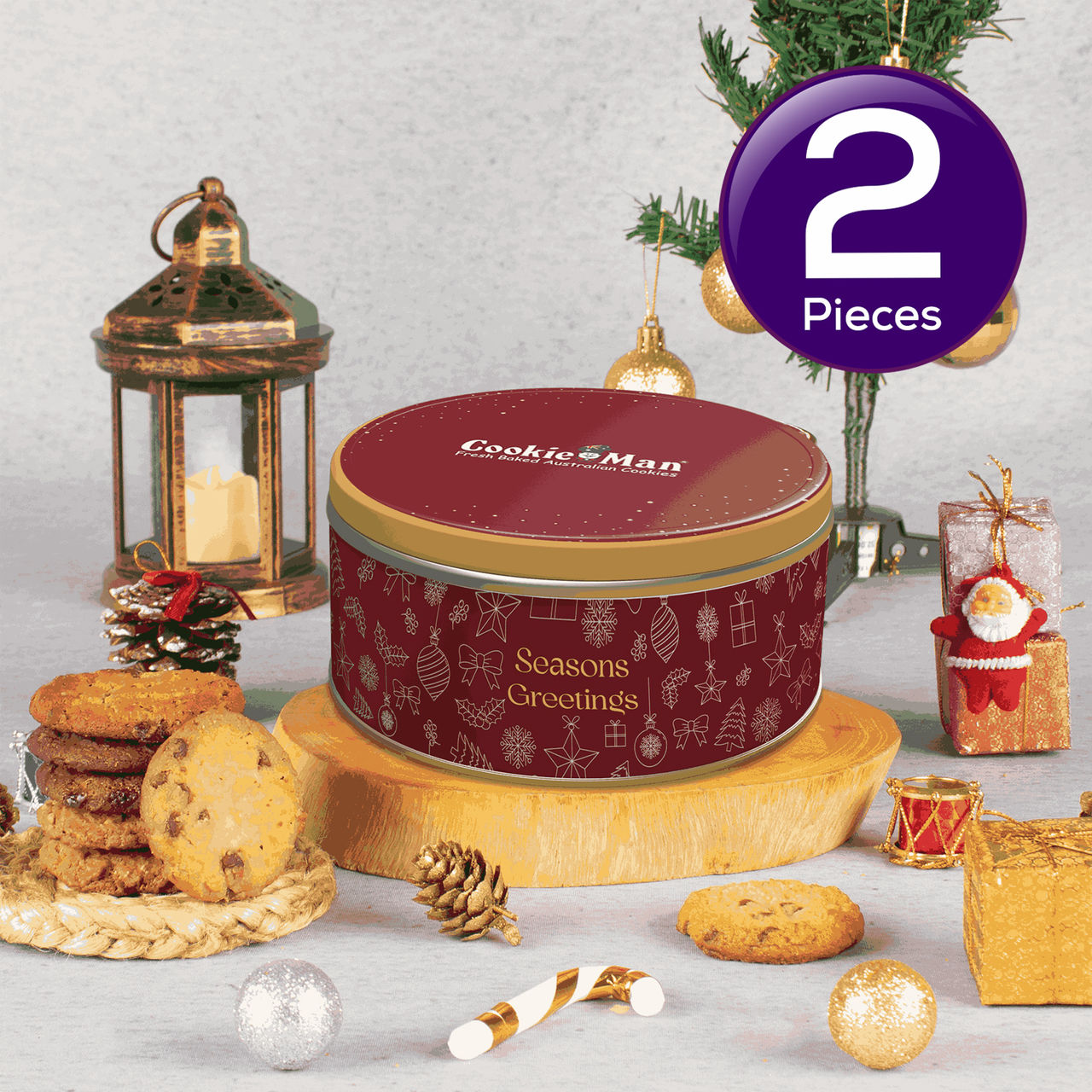 CookieMan Red Assorted Cookies Gift Tin 300 g Combo