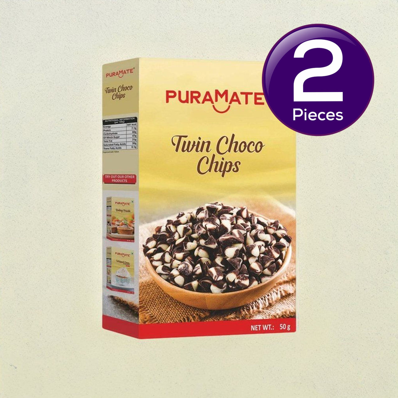 Puramate Twin Compound Chips - Smooth, Crunchy, Creamy Used As Toppings 50 g Combo