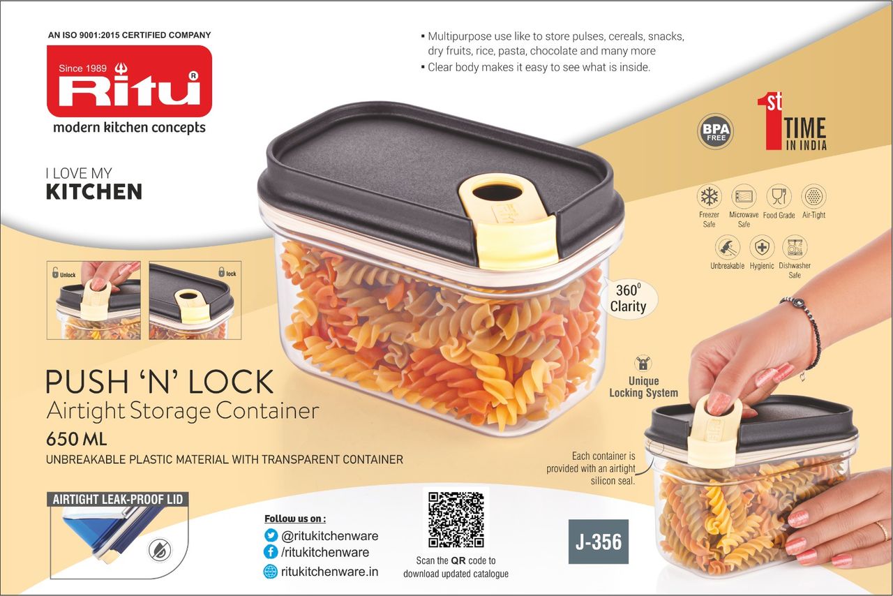 Ritu Push 'N' Lock Airtight Storage Container (650Ml)