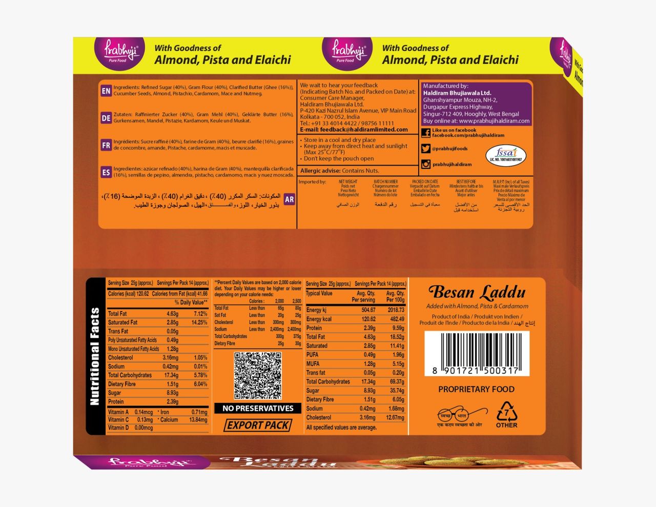 Prabhuji Ghee Besan Laddu 336 g Combo