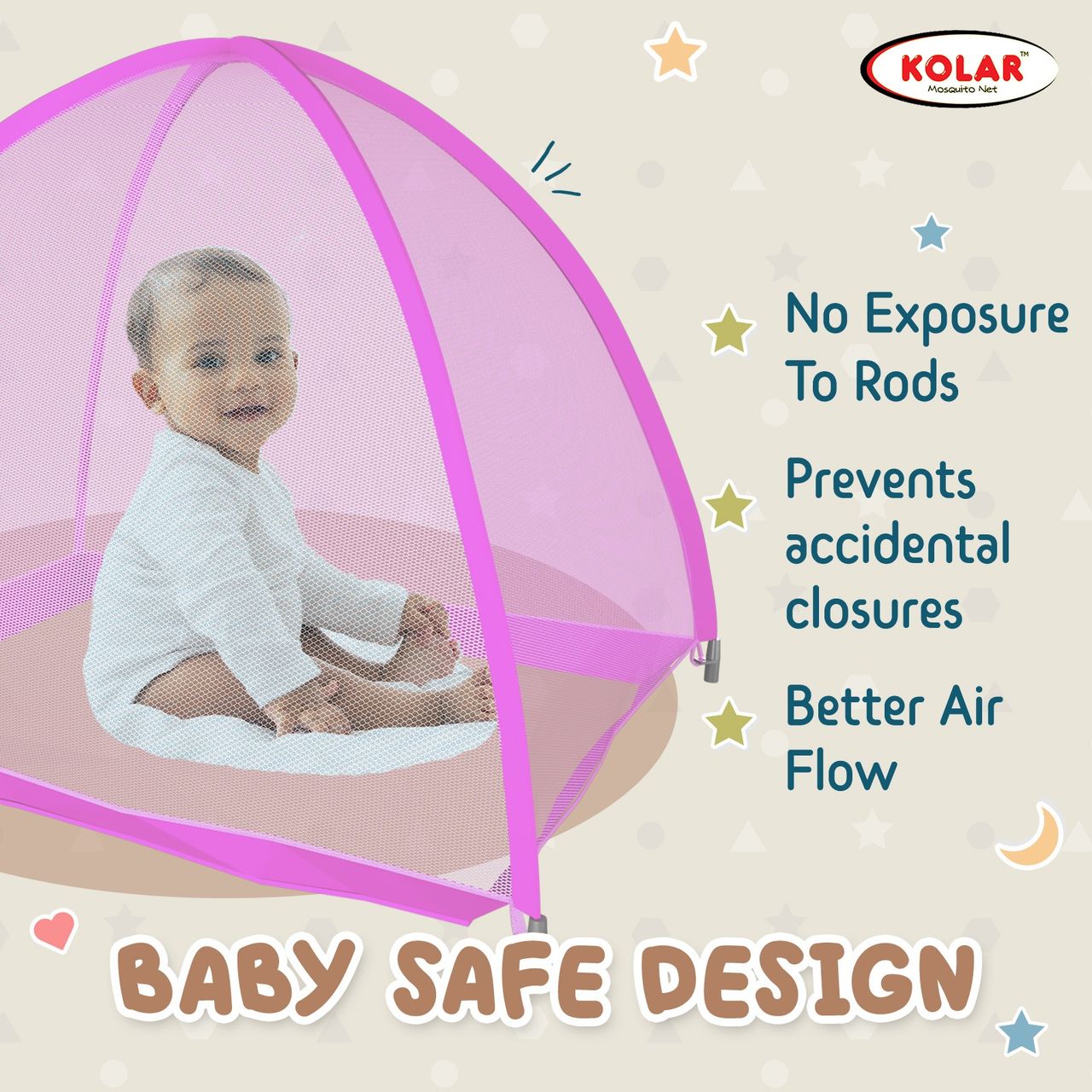 Kolar Mosquito Net For Baby | Pink