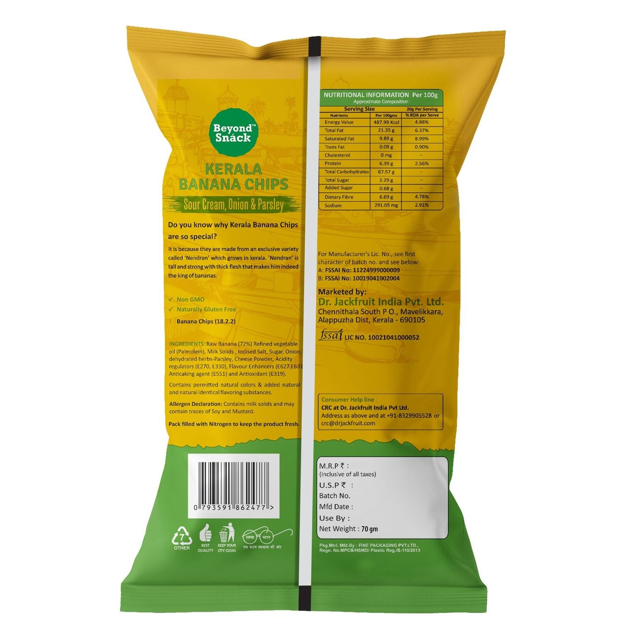 Beyond Snack Kerala Banana Chips - Sour Cream, Onion & Parsley
