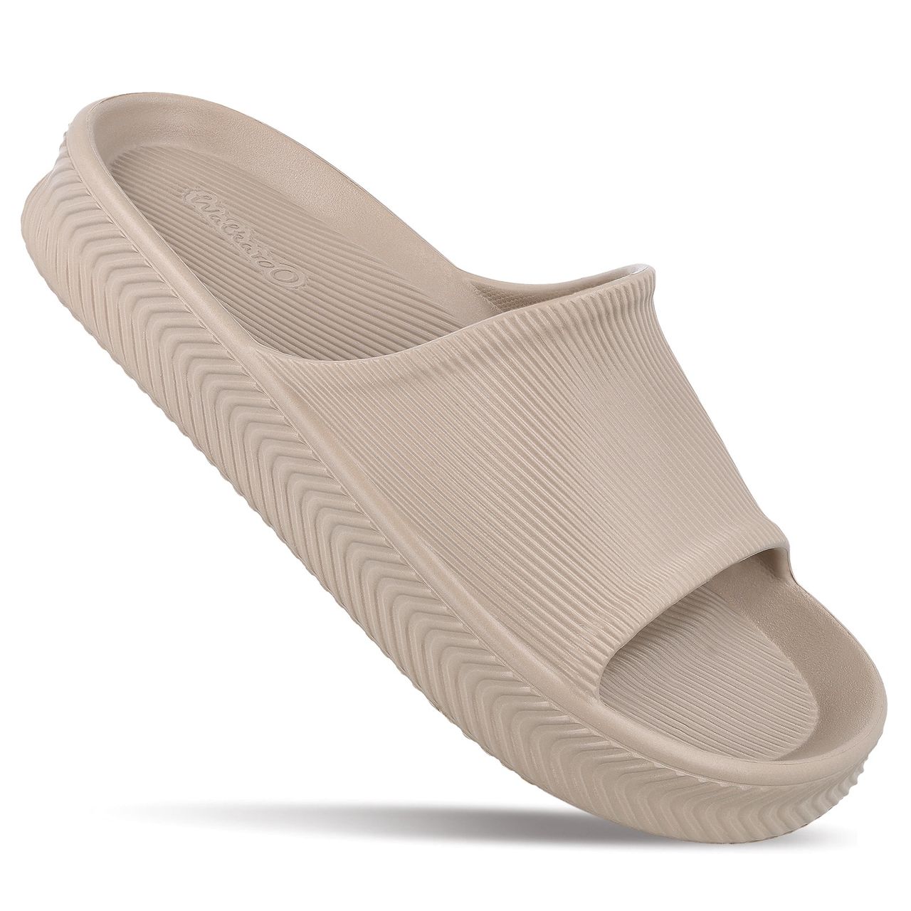 Walkaroo Men's Flip-Flop Sliders - WC8737 Greige UK8
