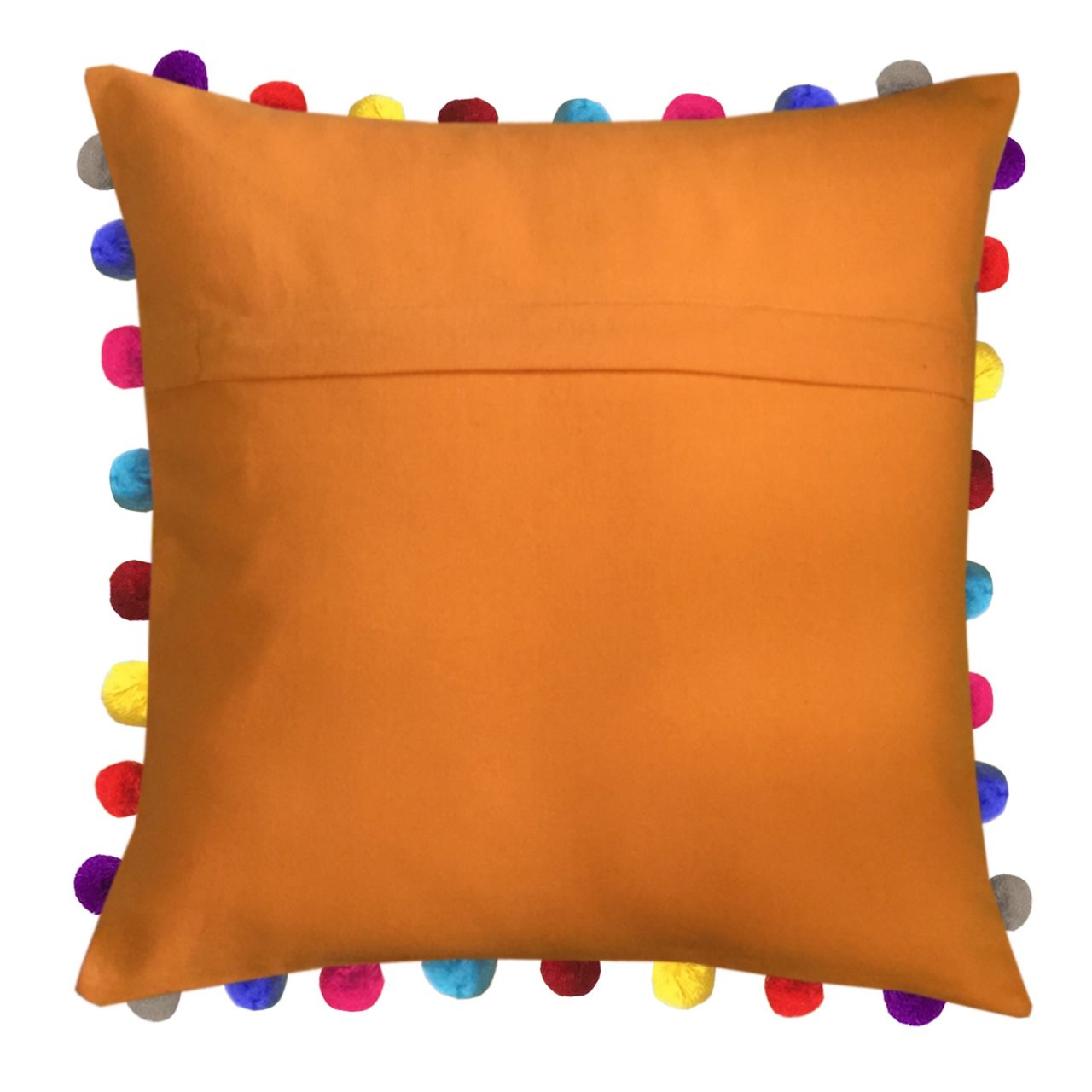 Lushomes Cushion Cover with Pom Pom - Orange | 24 x 24 inch