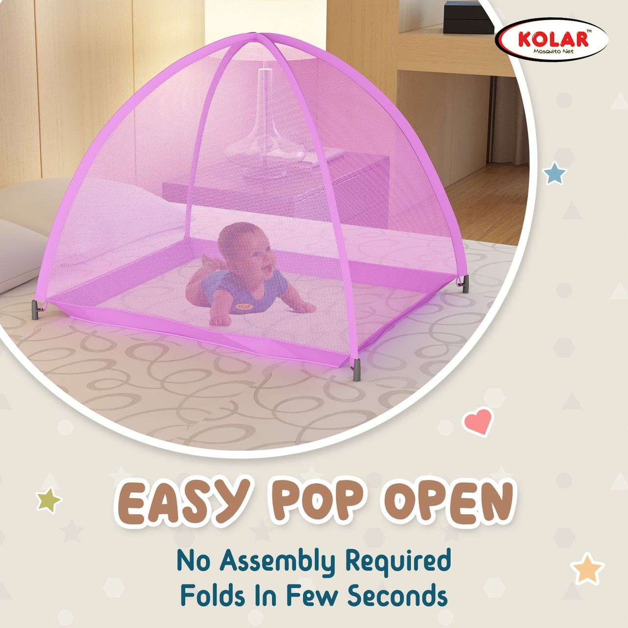 Kolar Mosquito Net For Baby | Pink