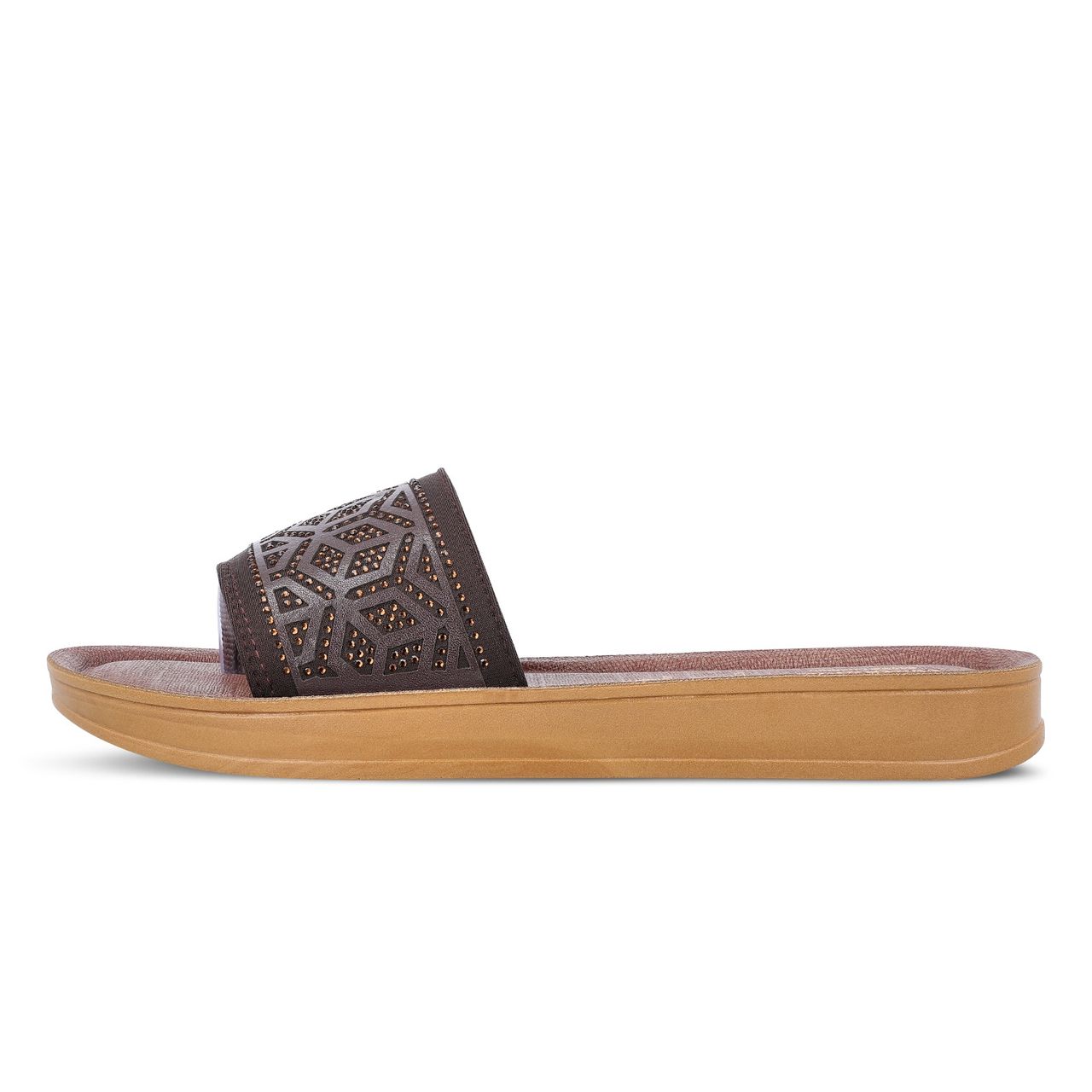 Walkaroo Women's Slide Sandals-WE2355 Brown UK8
