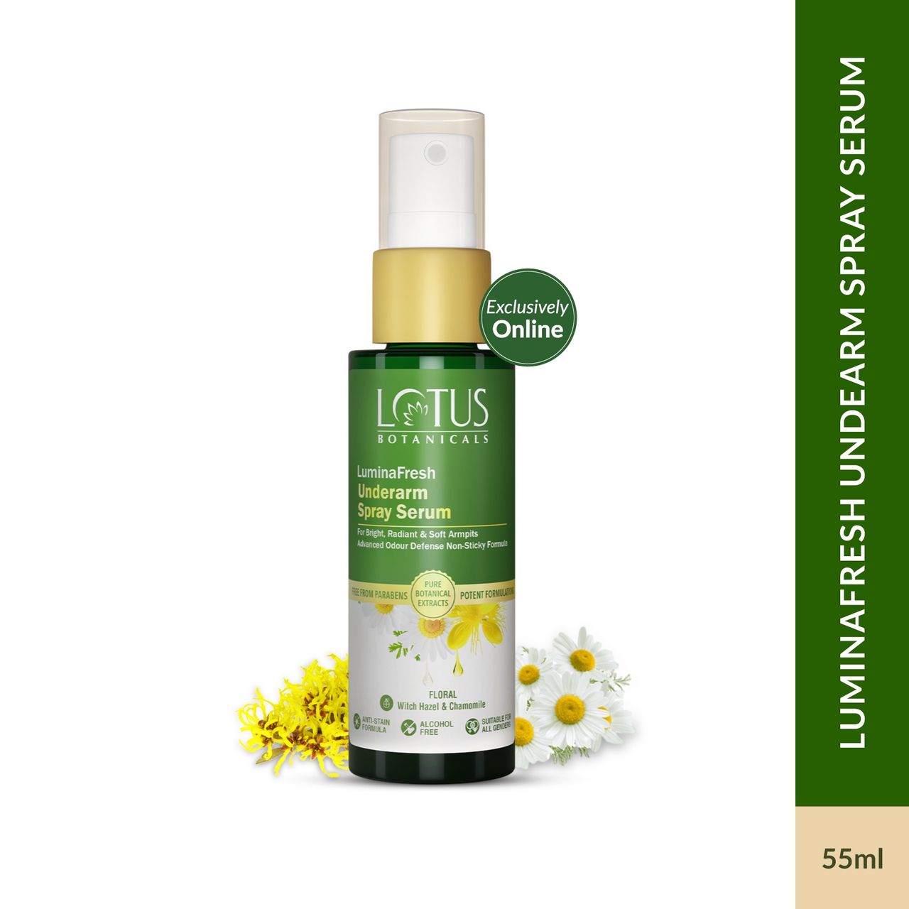 Lotus Botanicals LuminaFresh Underarm Spray Serum with Witch Hazel And Chamomile|Brighten Underarms