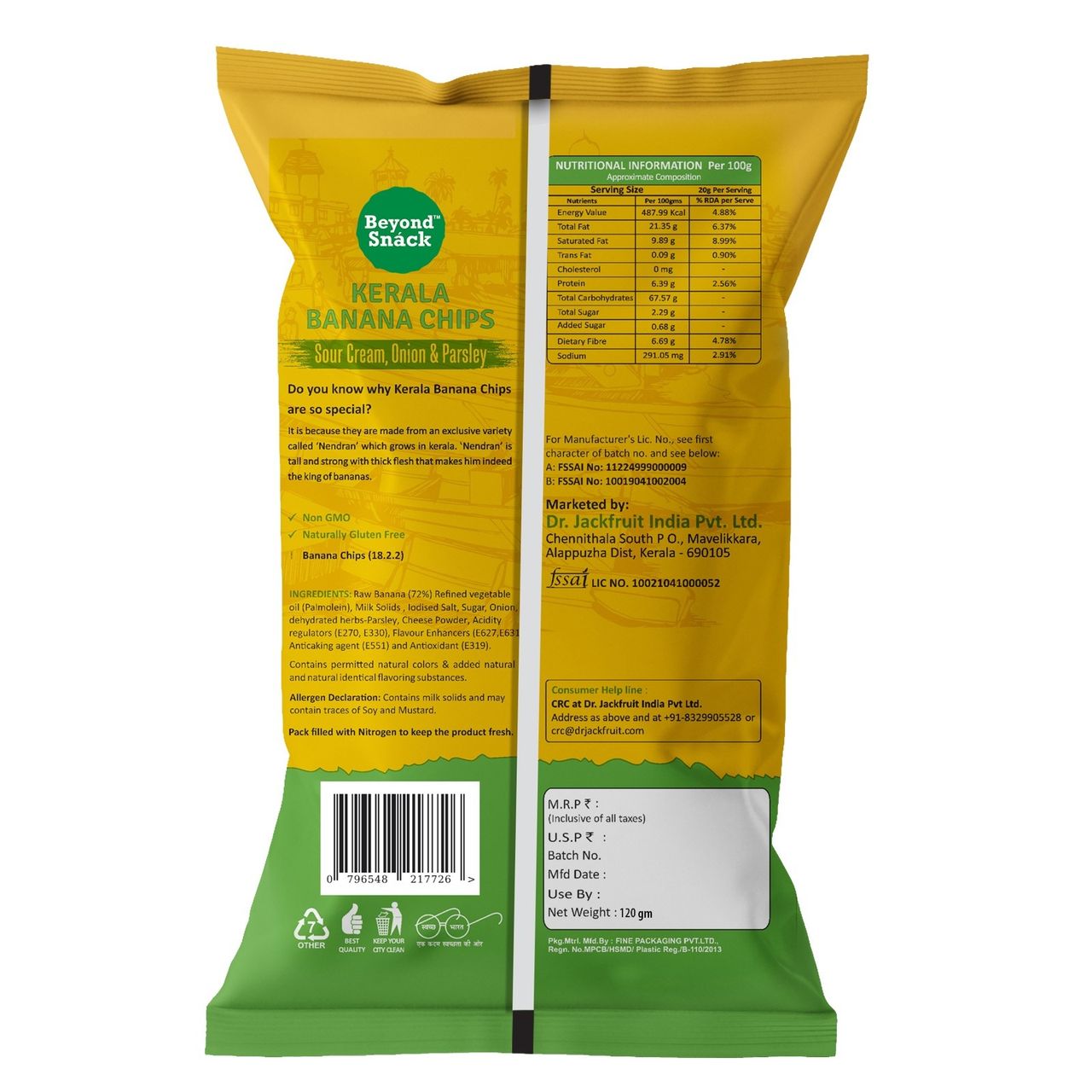 Beyond Snack Kerala Banana Chips - Sour Cream, Onion & Parsley