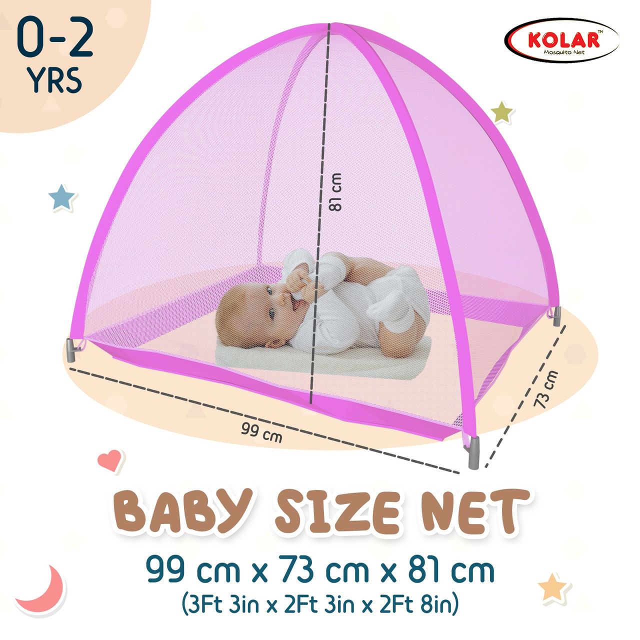Kolar Mosquito Net For Baby | Pink