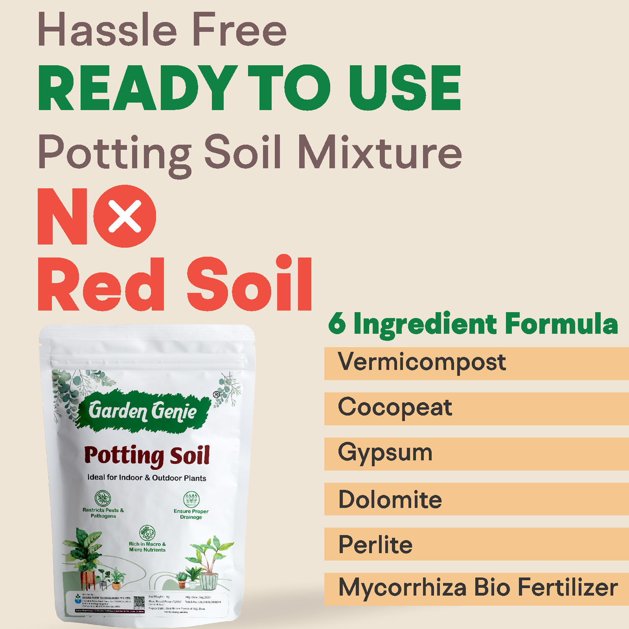 Garden Genie Potting Soil Mix for plants | Organic Garden Plant Soil for All Types of Plants