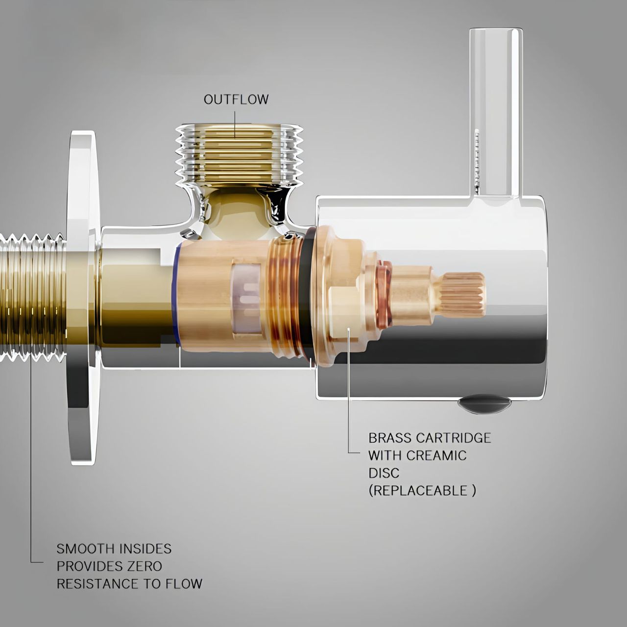 Clayplus Neno Angle Cock | Faucet | Tap With Flange