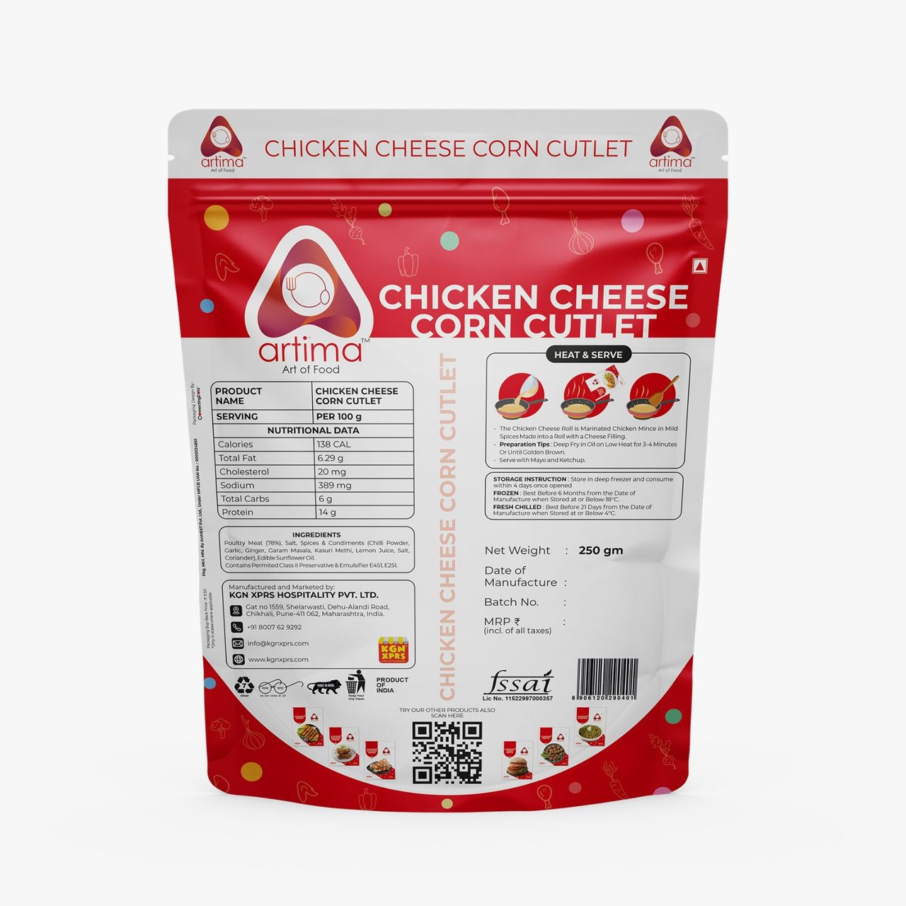 Artima Chicken Cheese Corn Cutlet