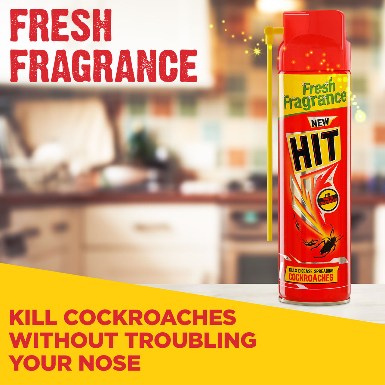 Hit Crawling Cockroach Killer Spray with Deep-Reach Nozzle