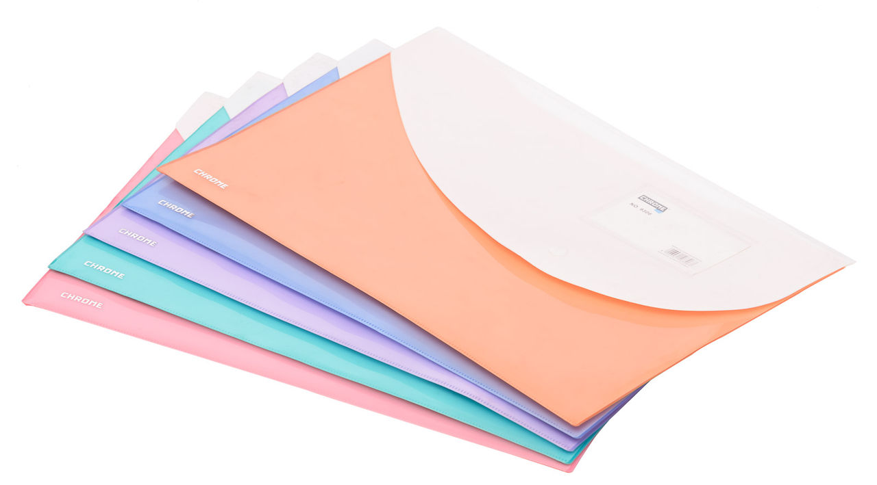 Chrome PP FC Document Bags with Front & Back Pockets (Colour May Vary)