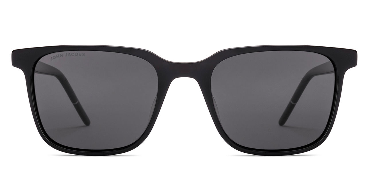 John Jacobs By Lenskart Unisex Solid Acetate Wayfarer Sunglasses | Black - Extra Wide