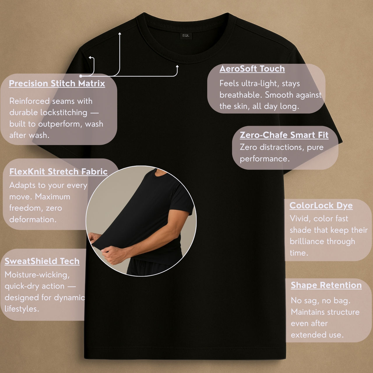 EQL Unisex Select Cotton Lycra T-Shirt | Black - XL