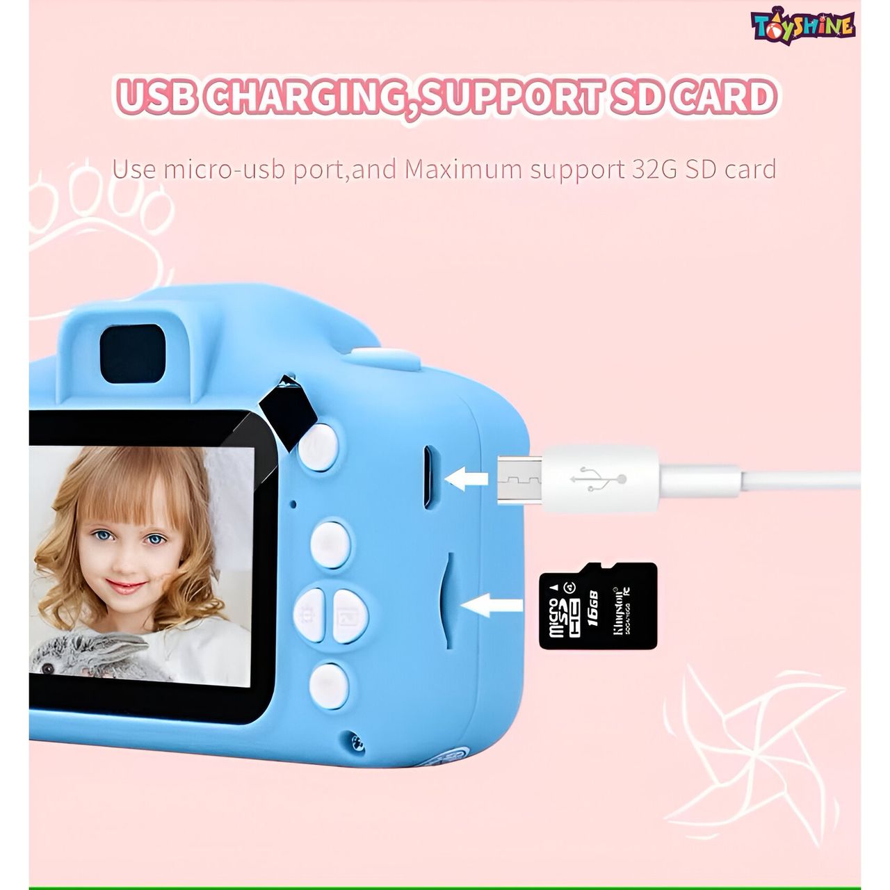 Toyshine Kids Digital Camera 2.0 Inch Screen | Snake Game | 32GB Support | Blue