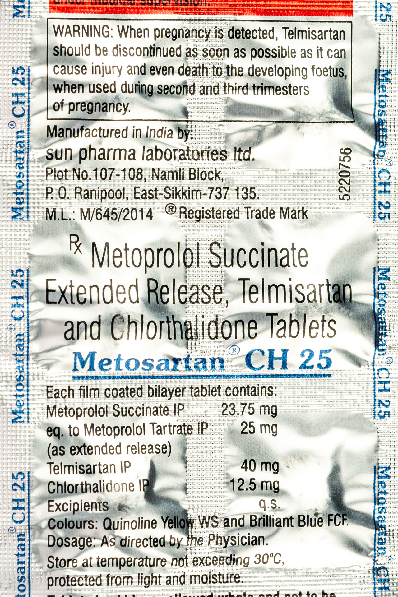 Metosartan CH 25 Tablets ER