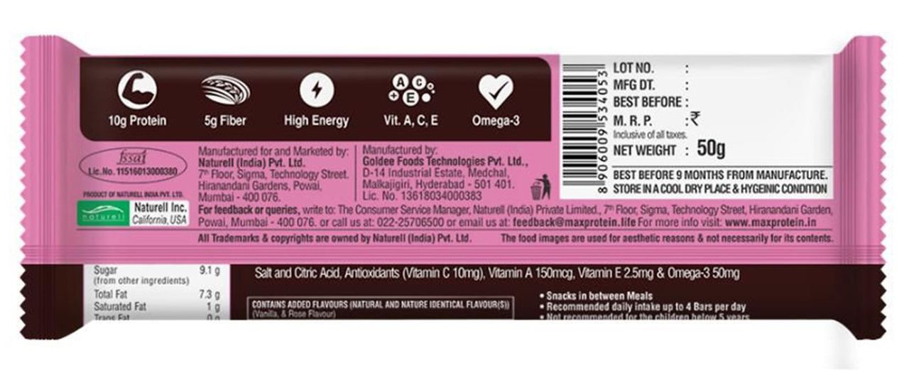 RiteBite Max Protein 10g Protein Bar Fruit & Nut